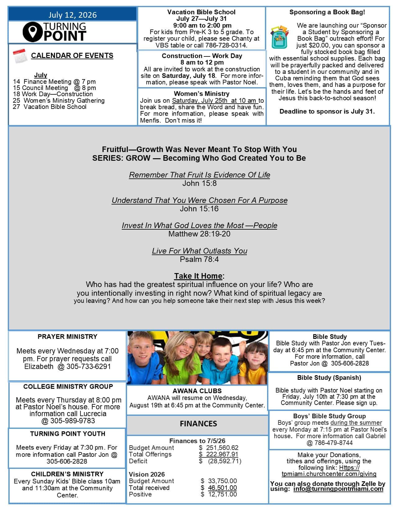 Sunday Bulletin - July 11, 2026